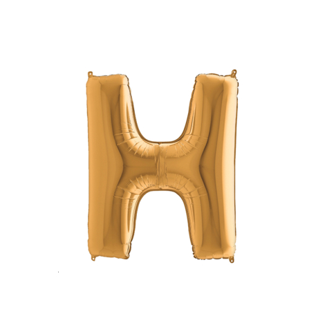 Harfli folyo balon, altın renkli parlak, 102cm / H Harfi / 1 adet - Bimotif