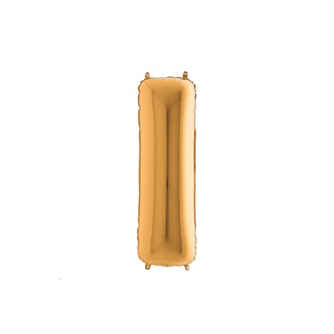 Harfli folyo balon, altın renkli parlak, 102cm / I Harfi / 1 adet - Bimotif