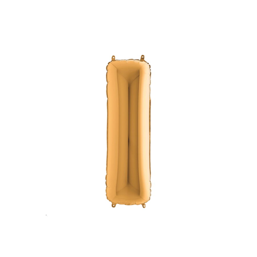Harfli folyo balon, altın renkli parlak, 102cm / I Harfi / 1 adet - 1