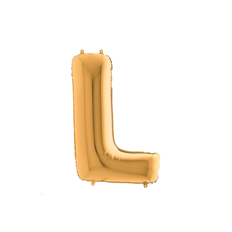 Harfli folyo balon, altın renkli parlak, 102cm / L Harfi / 1 adet - 1