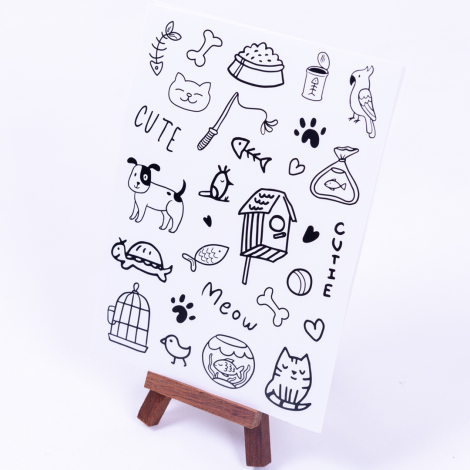 Hayvan temalı doddle stickerlar, A5 boyutunda, 2 sayfa - Bimotif