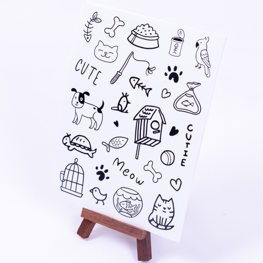 Hayvan temalı doddle stickerlar, A5 boyutunda, 2 sayfa - 1