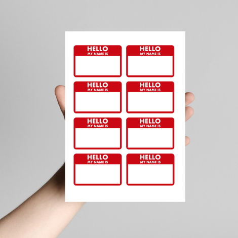 Hello my name is yazılı isimlik sticker seti, 8 adet (1 sayfa) - Bimotif