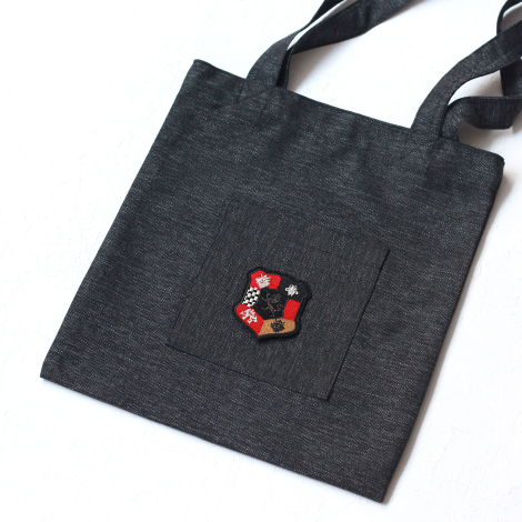 Heraldic lion, siyah poly-keten kumaş çanta, 35x40 cm - Bimotif (1)