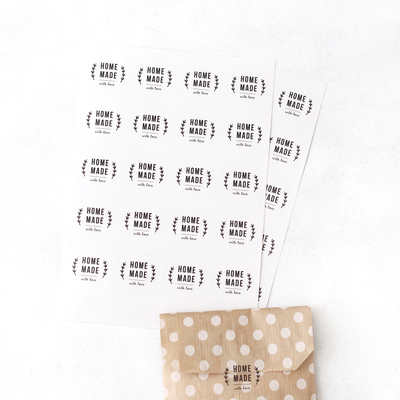 Home made yazılı şeffaf sticker seti, 20 adet (1 sayfa) - 2