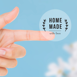 Home made yazılı şeffaf sticker seti, 20 adet (1 sayfa) - Bimotif