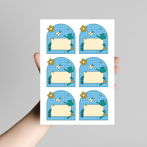 İsimlikli karışık desenli okul stickerı, 6 adet (1 sayfa) - Bimotif