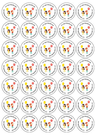 İyi bayramlar sticker, Bayram tebrik stickerı, 35 adet (1 sayfa) - Bimotif