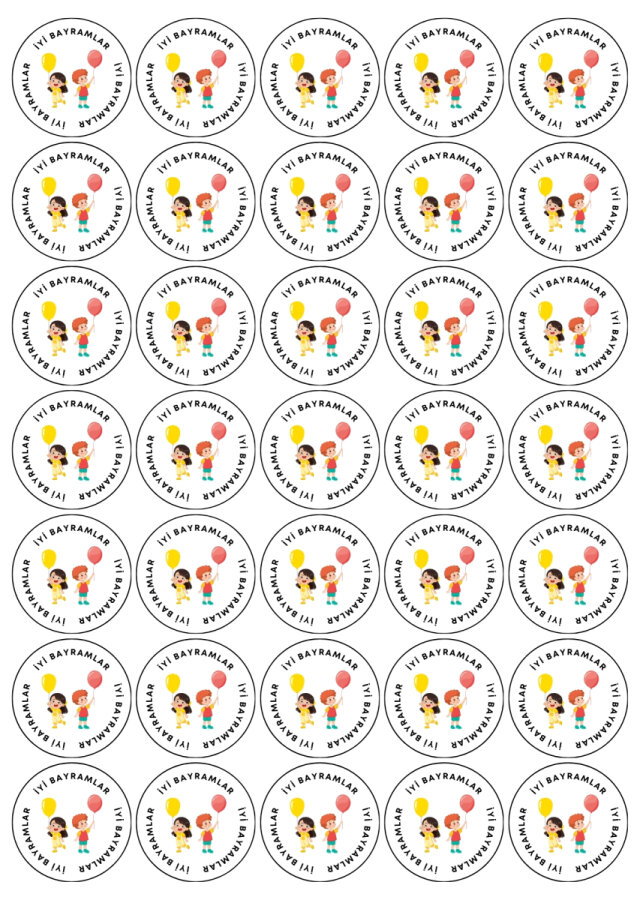 İyi bayramlar sticker, Bayram tebrik stickerı, 35 adet (1 sayfa) - 1