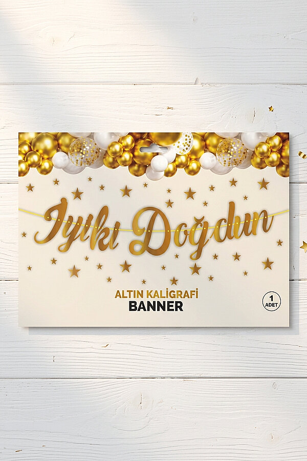 İyi ki Doğdun Altın Kaligrafi Banner (Doğum Günü Parti Süsü) - 2