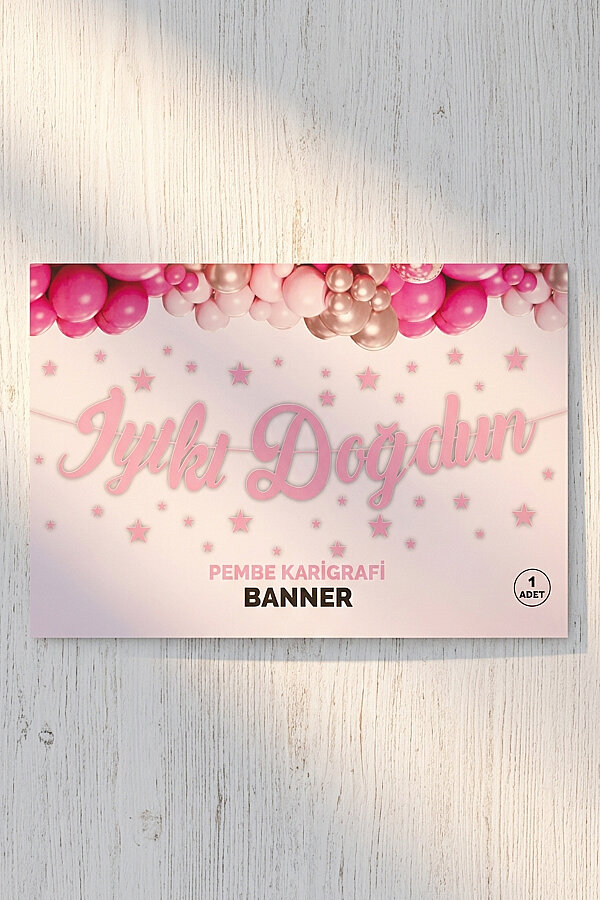 İyi ki Doğdun Pembe Kaligrafi Banner (Doğum Günü Parti Süsü) - 2