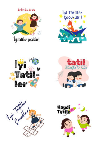 İyi Tatiller sticker, Sömestr Tatili, Ara Tatil sticker seti, 4x4cm (1 Sayfa) - Bimotif (1)