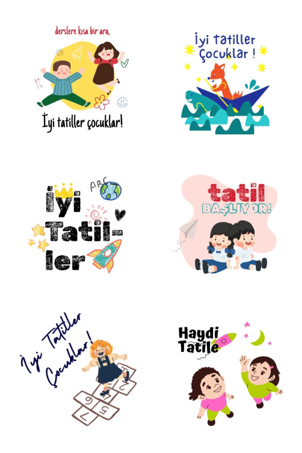 İyi Tatiller sticker, Sömestr Tatili, Ara Tatil sticker seti, 4x4cm, 150 adet (10 Sayfa) - 2