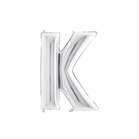 K harfi şeklinde gümüş renkli folyo balon 40inc / 1 adet - Bimotif
