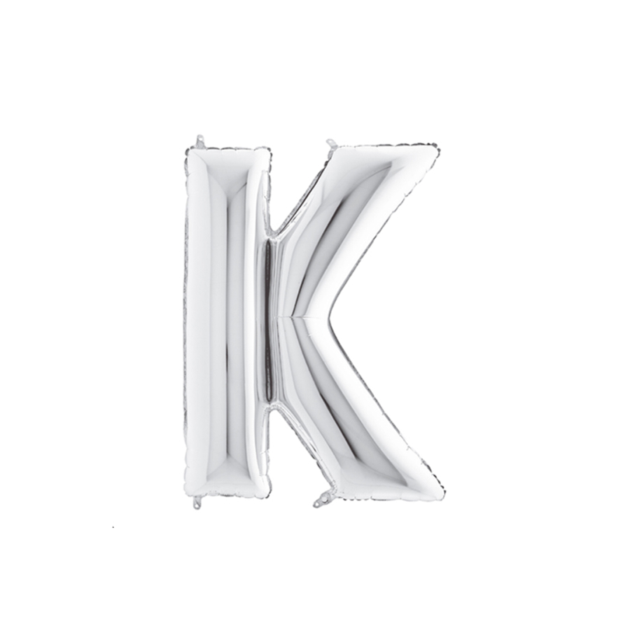 K harfi şeklinde gümüş renkli folyo balon 40inc / 1 adet - 1