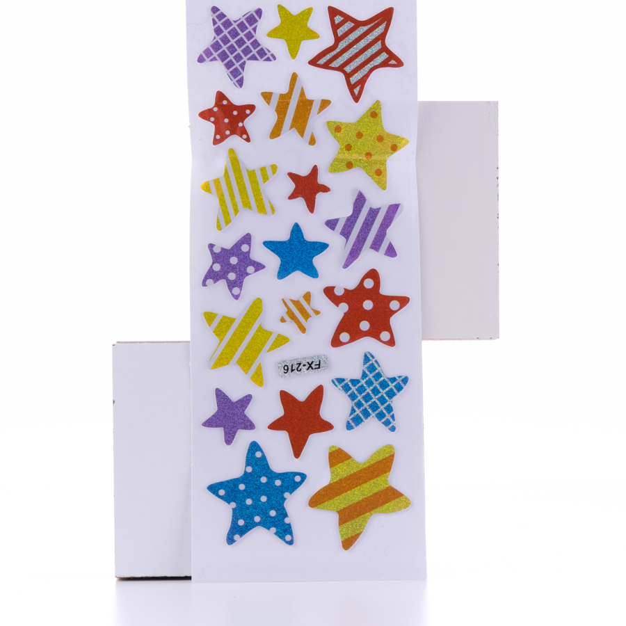 Kabartmalı yapışkan sticker, çizgi şekilli yıldızlar / 5 sayfa - 1