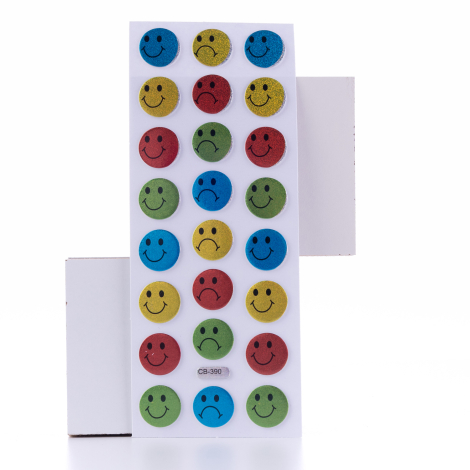 Kabartmalı yapışkan sticker, daire ifade emojileri / 5 sayfa - Bimotif