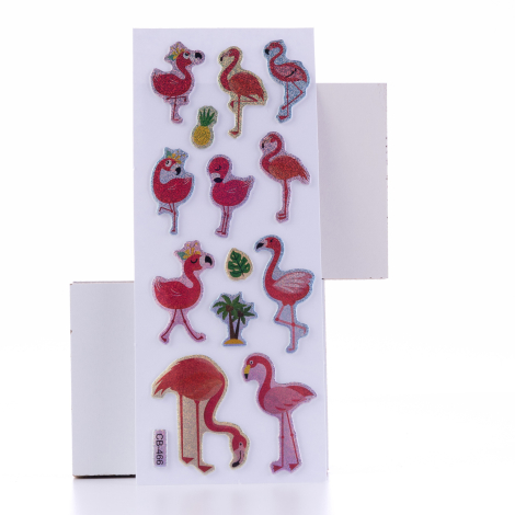 Kabartmalı yapışkan sticker, flamingolar / 5 sayfa - Bimotif