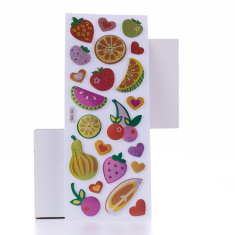 Kabartmalı yapışkan sticker, karışık meyveler / 5 sayfa - Bimotif