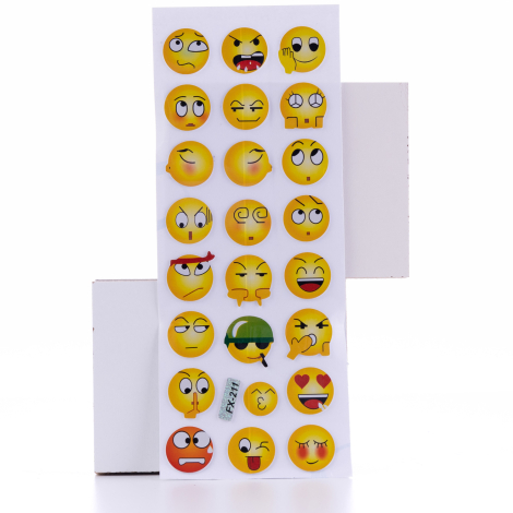 Kabartmalı yapışkan sticker, küçük şekilli ifade emojileri / 5 sayfa - Bimotif