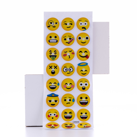 Kabartmalı yapışkan sticker, küçük ve farklı şekilli ifade emojileri / 5 sayfa - Bimotif