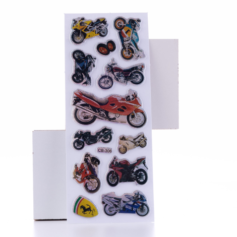 Kabartmalı yapışkan sticker, motorsiklet / 5 sayfa - Bimotif