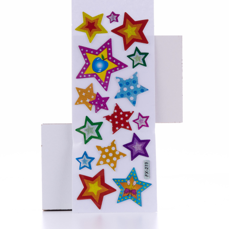 Kabartmalı yapışkan sticker, nokta şekilli yıldızlar / 5 sayfa - Bimotif
