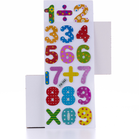 Kabartmalı yapışkan sticker, renkli noktalı matematik seti / 5 sayfa - Bimotif