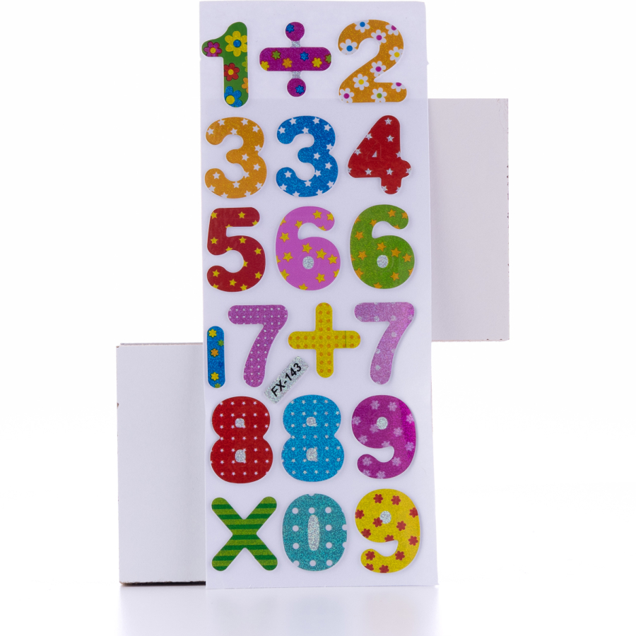 Kabartmalı yapışkan sticker, renkli noktalı matematik seti / 5 sayfa - 1
