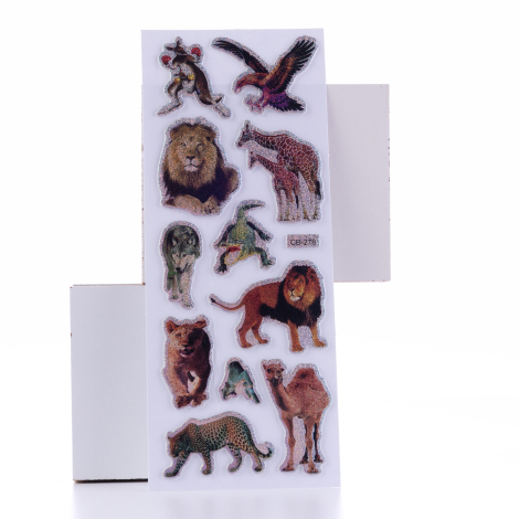 Kabartmalı yapışkan sticker, vahşi hayvanlar / 5 sayfa - Bimotif