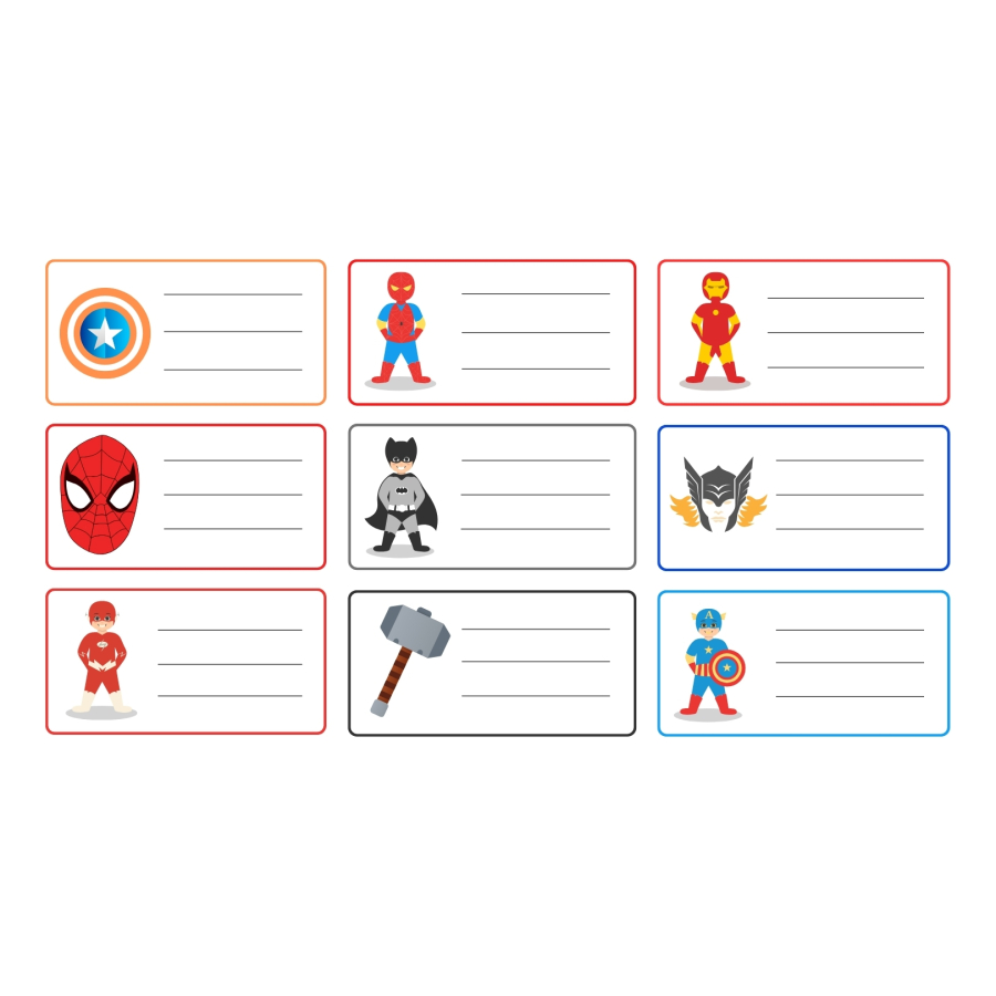 Kahraman figürlü isimlik, ders programı, kalem ve eşya sticker seti, mavi / 10 sayfa - 3