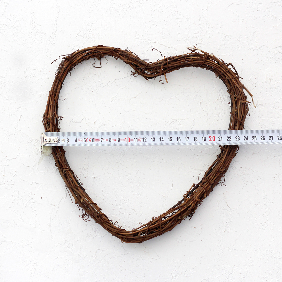 Kalp şekilli doğal dekoratif çelenk, 23 cm / 3 adet - 1