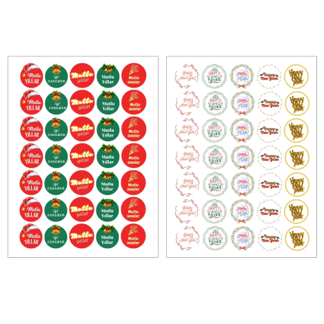 Karışık 175 adet yılbaşı sticker seti, 5 sayfa - 3