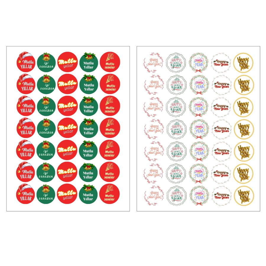 Karışık 175 adet yılbaşı sticker seti, 5 sayfa - 3
