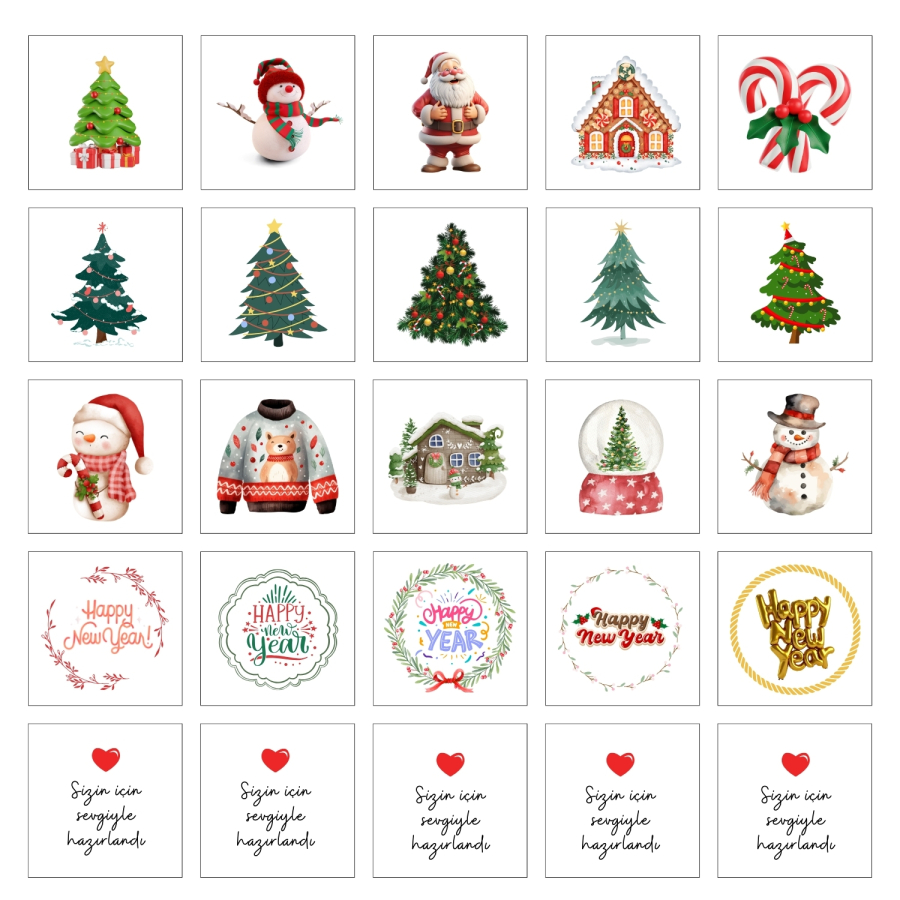 Karışık 175 adet yılbaşı sticker seti, 5 sayfa - 1