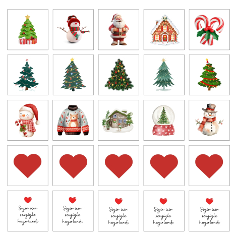 Karışık 175 adet yılbaşı sticker seti, 5 sayfa - Bimotif