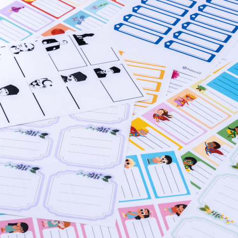 Karışık 25 çeşit (25 sayfa) isimlik okul etiketi sticker seti - Bimotif (1)
