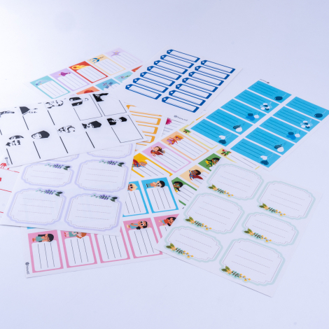 Karışık 25 çeşit (25 sayfa) isimlik okul etiketi sticker seti - Bimotif