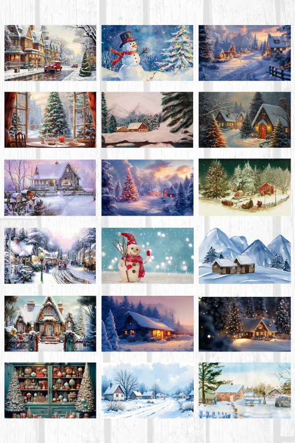 Karışık 500 adet yılbaşı kartpostal seti toptan satış (Simsiz) - 1