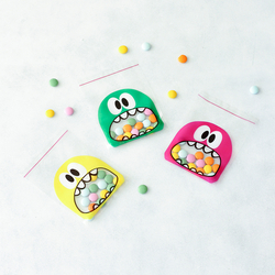 Karışık canavar desenli bantlı şeffaf poşet, 10x15 cm / 5 adet - Bimotif