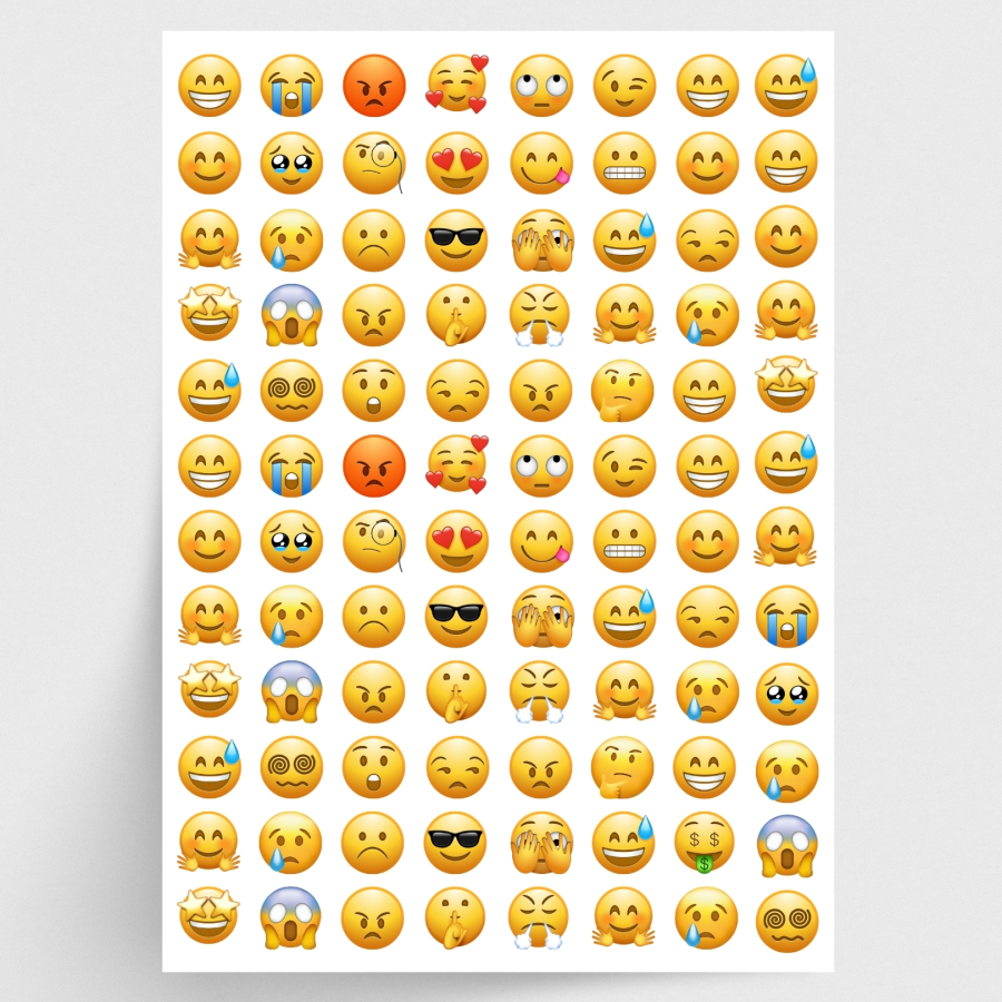 Karışık emoji, duygu ve yüz ifadesi sticker seti, 96 adet - 1