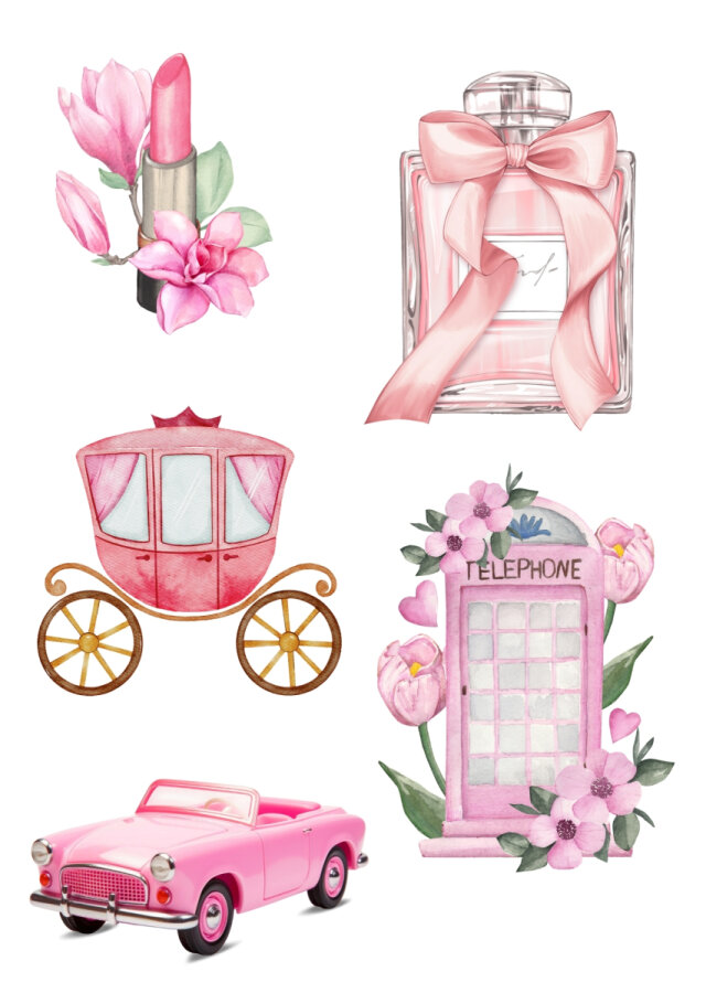 Karışık pembe vintage 180 adet sticker seti (10 sayfa) - 2