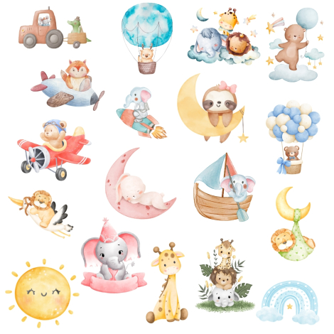 Karışık priz ve duvar stickerı, 10x15 cm - Bimotif