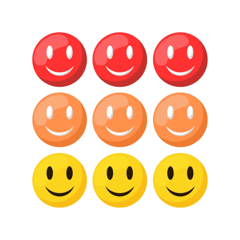 Karışık renkli gülen yüz (smile) sticker seti, 70 adet - Bimotif (1)