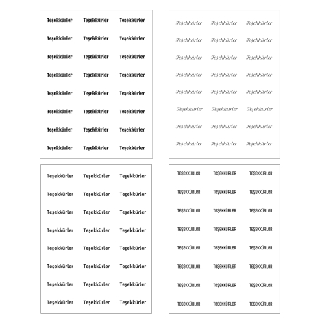 Karışık Teşekkürler yazılı sticker seti, (1 sayfa) - Bimotif