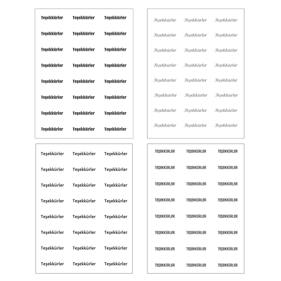 Karışık Teşekkürler yazılı sticker seti, (1 sayfa) - 1