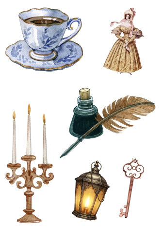 Karışık vintage figürler 200 adet sticker seti (10 sayfa) - Bimotif (1)