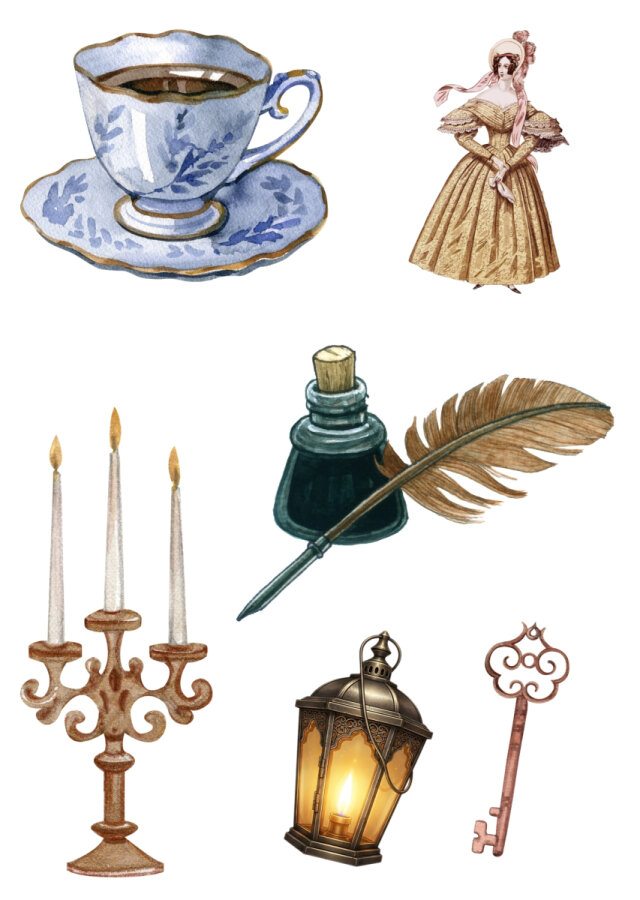 Karışık vintage figürler 200 adet sticker seti (10 sayfa) - 2