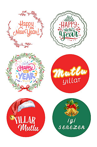 Karışık Yılbaşı Sticker Seti - 35 çeşit (1 sayfa) - Kardan Adam, Çam Ağacı, Yılbaşı Figürleri - 3