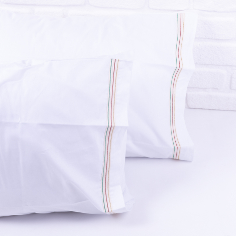 Karma simli şerit detaylı pamuklu yastık kılıf seti, 50x70 cm / 2 adet - Bimotif